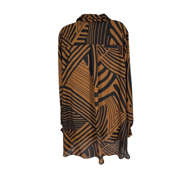 Dennis By Dennis Basso Zebra Print Button-Up Blouse With Tie Neck Detail Size 1X - Picture 5 of 10